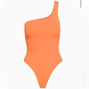 Aritzia Babaton Contour Orange One-Shoulder Bodysuit